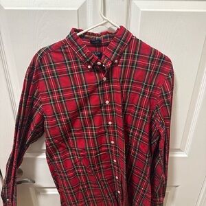 J. Crew Red and Black Plaid Men's Shirt